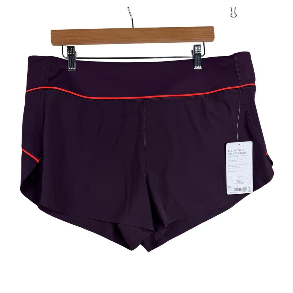 NWT Athleta Run With It Piping Short Size XL Women's Maroon/Orange Training